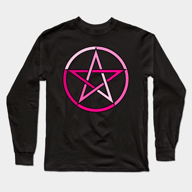 Pink Pentagram Pentacle Long Sleeve T-Shirt by Wicca Fairy